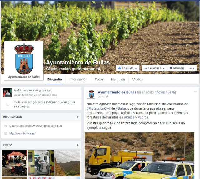 El Ayuntamiento de Bullas abre perfiles en Twitter y Facebook
