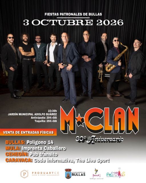 M-Clan celebrará su 30.&deg; aniversario con un gran concierto en las Fiestas Patronales de Bullas