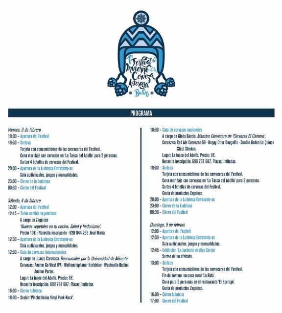Música, sorteos, talleres, ludoteca y cerveza artesana en el I Festival de Invierno de la Cerveza Artesana de Bullas