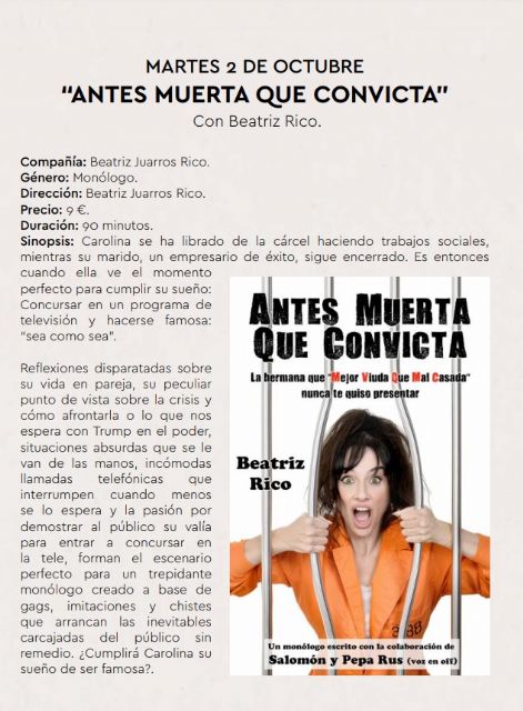 Turno de Beatriz Rico en la Muestra de Teatro en Otoño