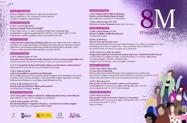 El Ayuntamiento programa actividades con motivo del 8 M, Día Internacional de las Mujeres