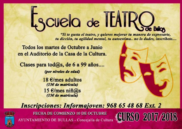 Por tercer año regresa en octubre la Escuela de Teatro