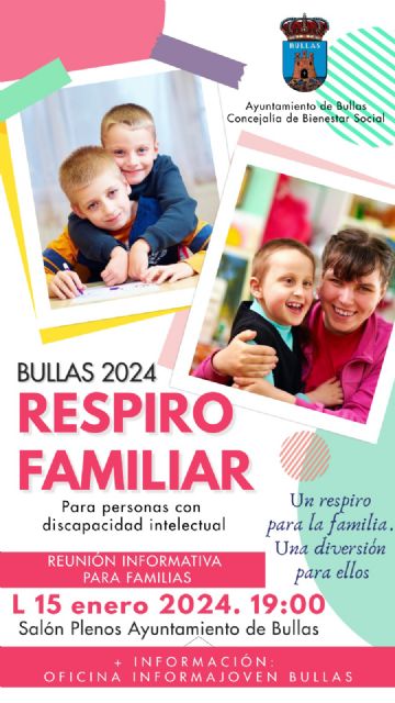 El Ayuntamiento de Bullas continúa prestando el servicio 'Respiro Familiar'