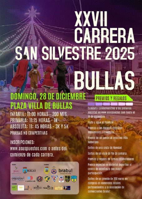 Bullas celebrará la XXVII San Silvestre 2025 el 28 de diciembre con deporte, disfraces y ambiente festivo