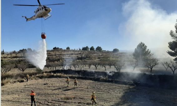 Servicios de emergencia extinguen incendio forestal en Bullas