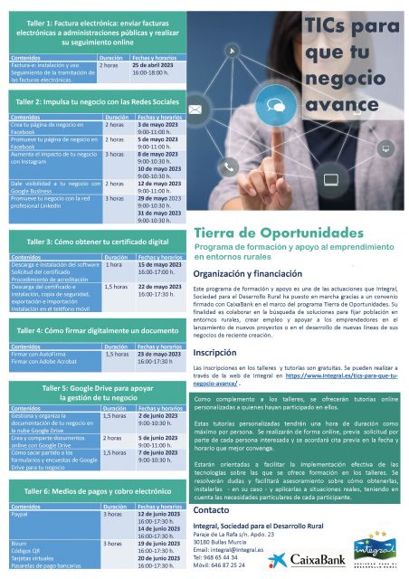 Programa de formación y apoyo al emprendimiento en entornos rurales