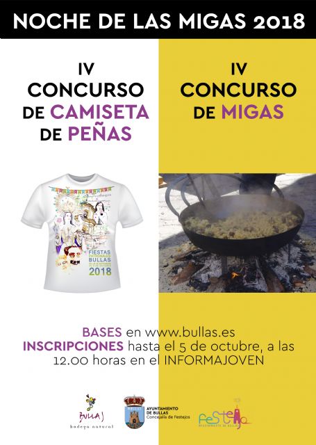 Festejos promueve los concursos de mejor camiseta de peñas y mejor sartenada de migas para la noche del viernes de las fiestas