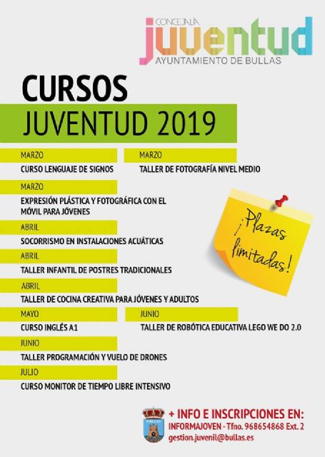 Inglés, socorrismo, fotografía, cocina creativa son algunos de los cursos organizados por la Concejalía de Juventud