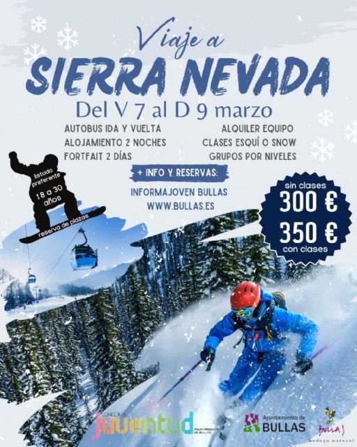 La Concejalía de Juventud organiza un viaje a Sierra Nevada para los amantes del esquí y el snowboard
