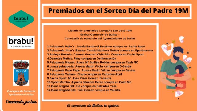 Premiados del Sorteo del Día del Padre. Bullas 2022