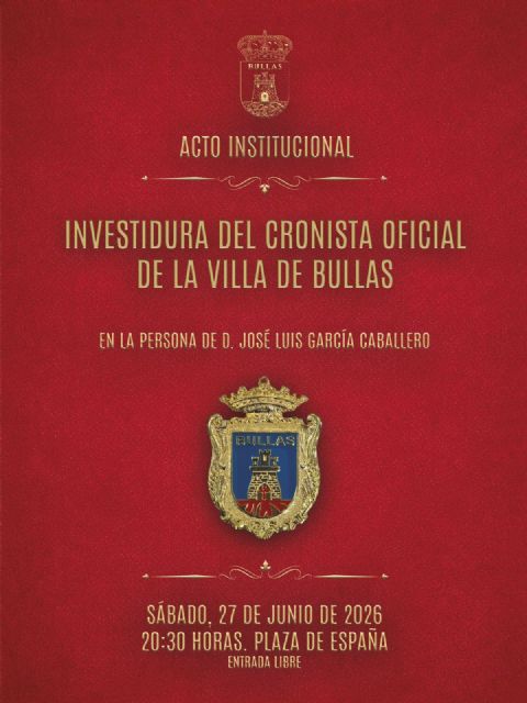 Bullas celebra este sábado el acto de investidura de su nuevo Cronista Oficial