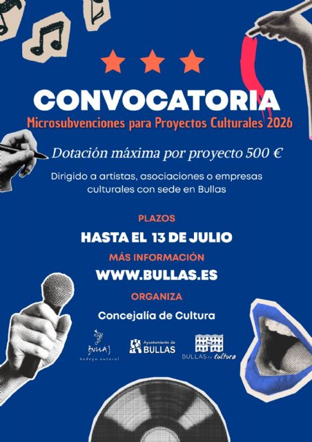 El Ayuntamiento de Bullas lanza la tercera convocatoria de microsubvenciones para proyectos culturales 2026