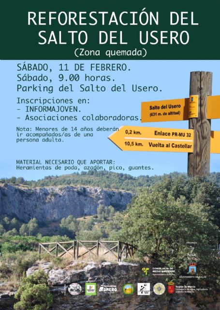 La concejalía de Medioambiente llama a la participación ciudadana para reforestar la zona quemada del Salto del Usero