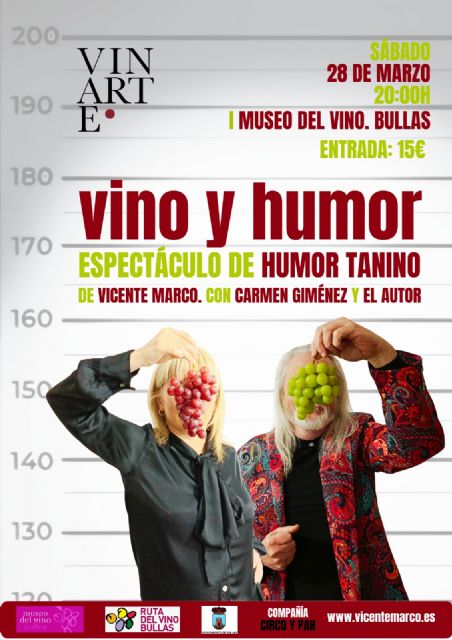 Vino y humor en el espectáculo de este sábado en el Museo del Vino de Bullas