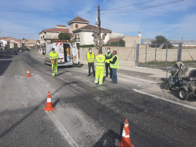 El Ayuntamiento de Bullas acomete obras de señalización horizontal consistentes en el pintado y repintado de marcas viales en varias calzadas de Bullas y La Copa