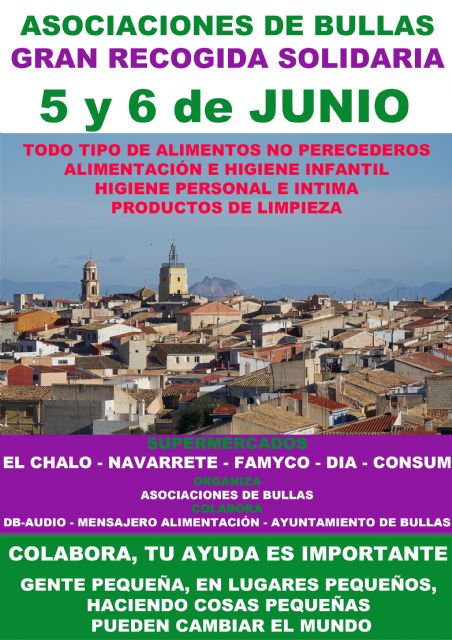 Asociaciones de Bullas colaboran en una recogida de alimentos para Servicios Sociales