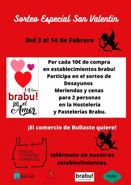 La Concejalía de Comercio y Brabu! anuncian un sorteo especial San Valentín