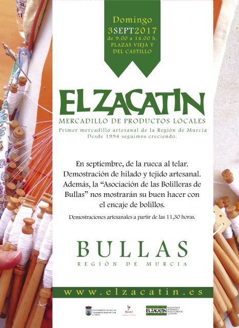 El próximo 3 de septiembre tiene lugar en Bullas el próximo mercadillo de El Zacatín
