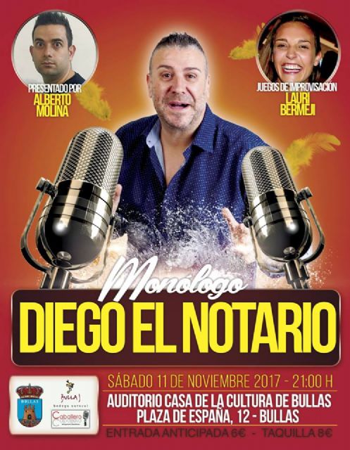 El humor de Diego 'El Notario' este sábado en la Casa de Cultura